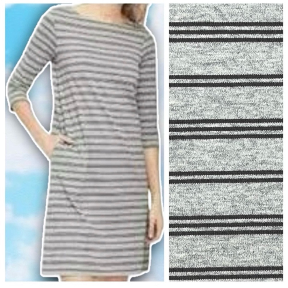 NWOT GARNET HILL Striped 100% Organic Pima Cotton Bateau Dress Minimalist Casual